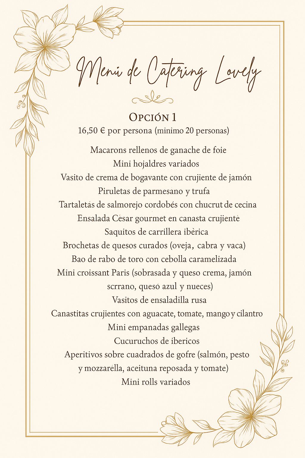MENUS CATERING