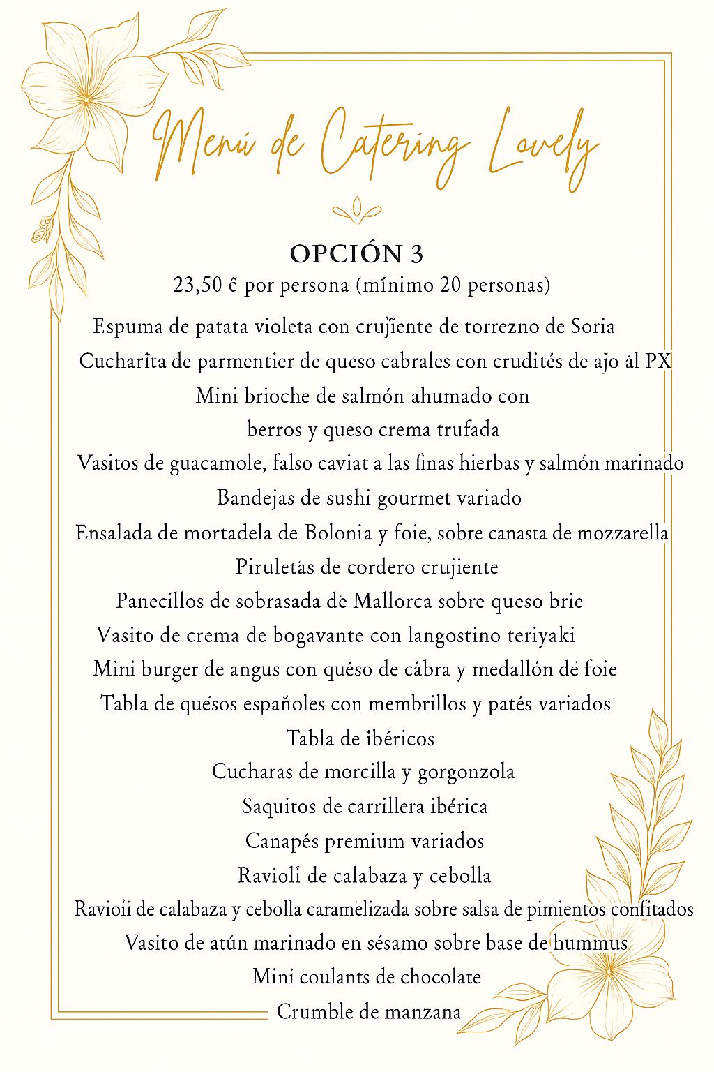 MENUS CATERING